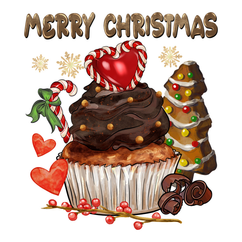 Merry Christmas Cupcake Chocolate Premium Tee by CowGirlArtShop | Teevron