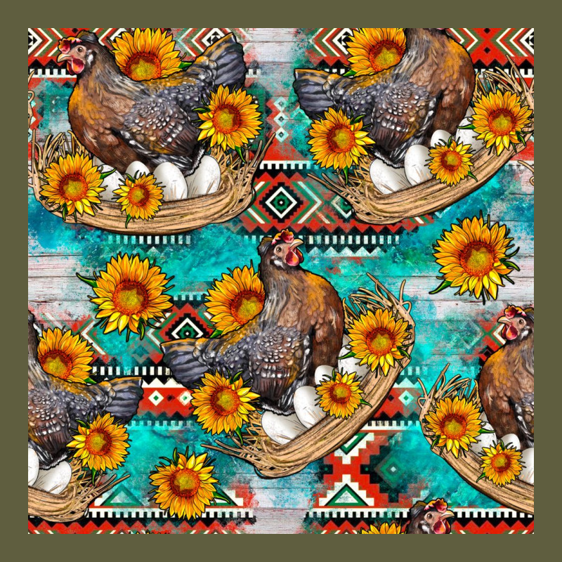 Chicken With Eggs And Sunflowers Seamles Pattern Vintage Tee by FaDigitalArtStudio | Teevron