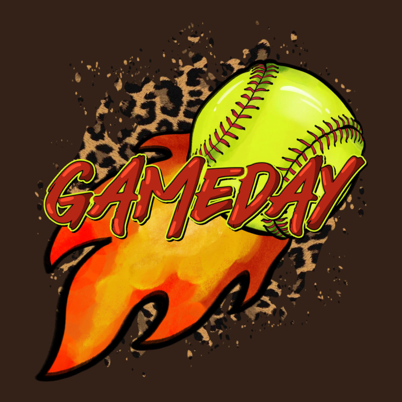Softball Game Day Leopard Fire And Ball Heavy Core Tee by HowdyJamesFarm | Teevron