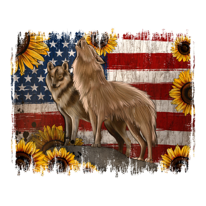 American Wolves With Sunflower Background Png Premium Tee by Jasminsmagicworld | Teevron