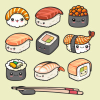 Happy Sushi Kawaii Anime Japanese Food Lover Funny Illustration Gift Urban Hoodie | Teevron