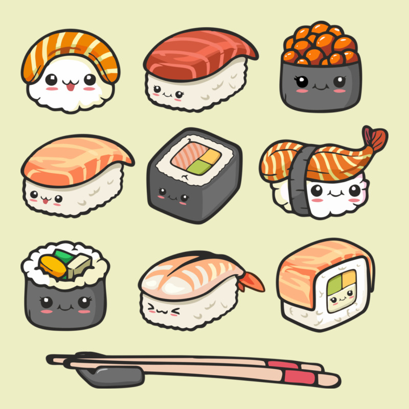 Happy Sushi Kawaii Anime Japanese Food Lover Funny Illustration Gift Urban Hoodie by linhVisuals | Teevron