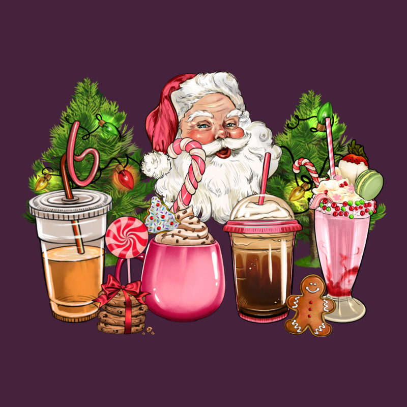 Pink Christmas Santa Coffe Cups Premium Tee by CowGirlArtShop | Teevron