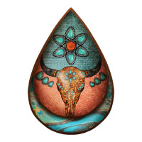 teardrop tooled leather bullskull earrings | Teevron