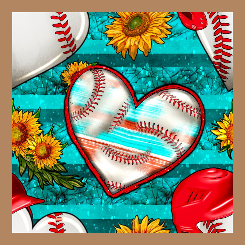 Baseball Hearts And Sunflowers With Turquoise Gemstone Seamless Patter Long Sleeve Tee by BundleAndBundleShop | Teevron