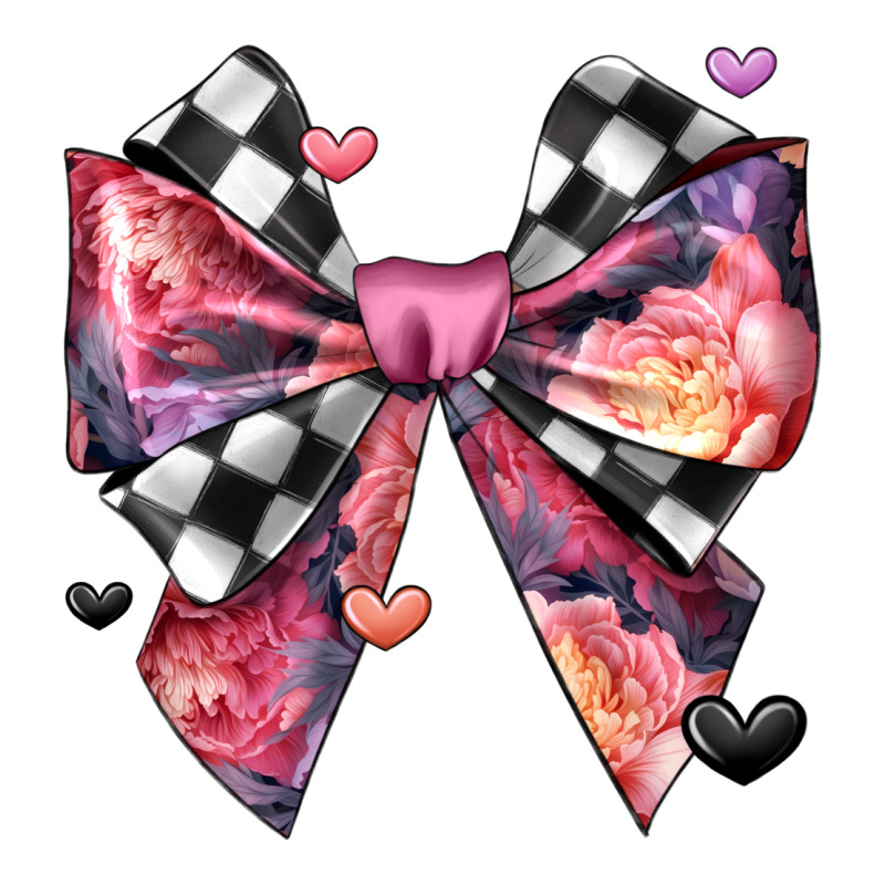 Coquette Bow Floral Checkered Pattern Premium Sweatshirt by JahusDesignShop | Teevron