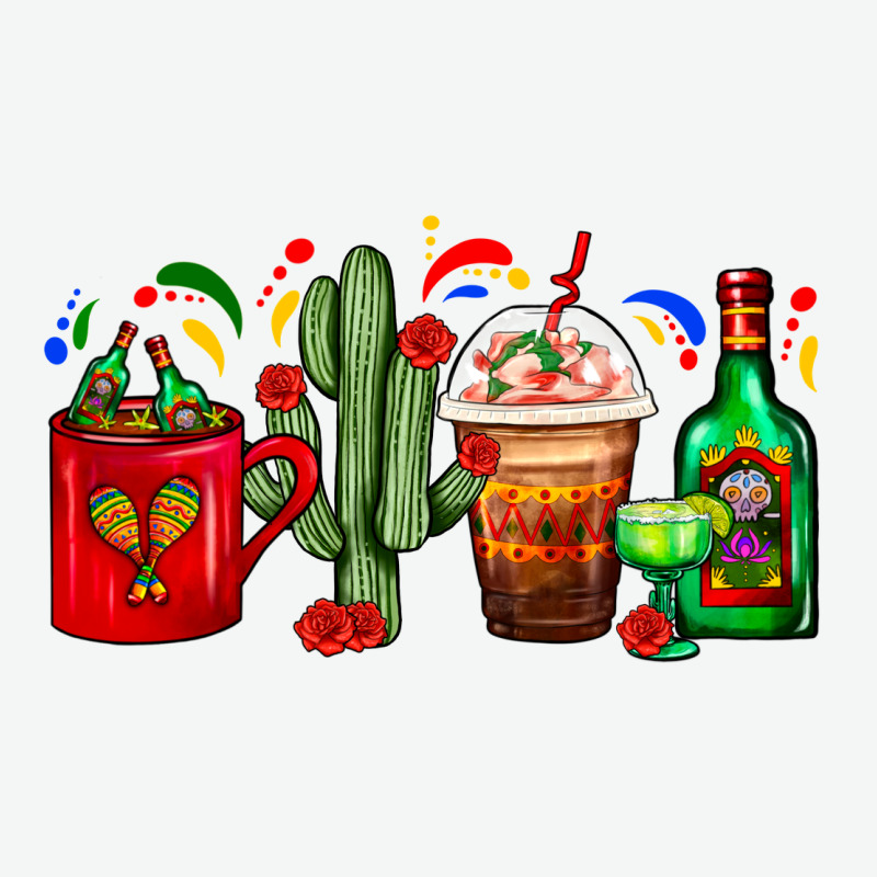Mexico Coffee Cups With Cactus And Tequila Bottle Urban Heavy Tee by FaDigitalArtStudio | Teevron