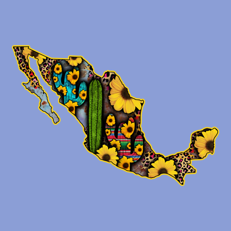 Guerrero Mexico Serape Cactus Sunflower Map Long Sleeve Tee by RanaPortraitStore | Teevron
