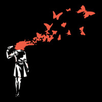Banksy Headshot Butterfly Ladies Tee | Teevron
