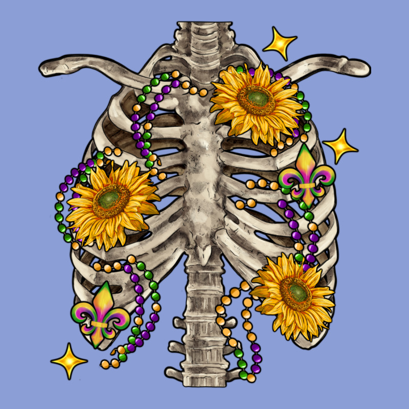 Mardi Gras Chest Sunflowers Skeleton Long Sleeve Tee by FaDigitalArtStudio | Teevron