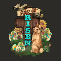 He Is Risen Bunny Cross Easter Day Heavy Core Tee | Teevron