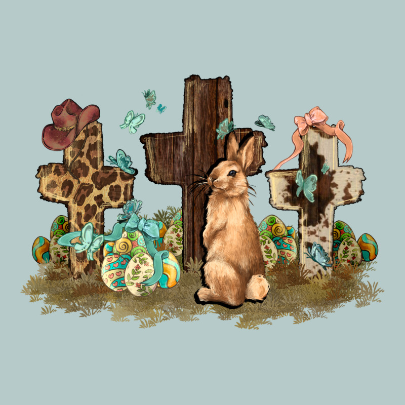 Western Rabbit Bunny With Crosses Easter Day Heavy Core Tee by HowdyJamesFarm | Teevron