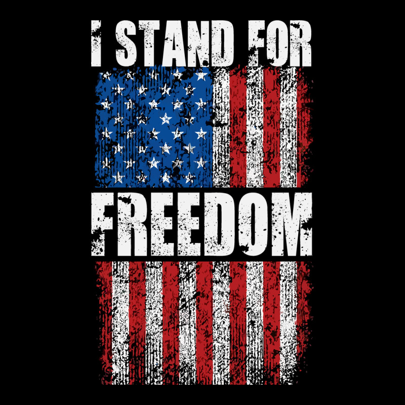 I Stand For Freedom With A Distressed American Flag Ladies Tee by artisFamous | Teevron