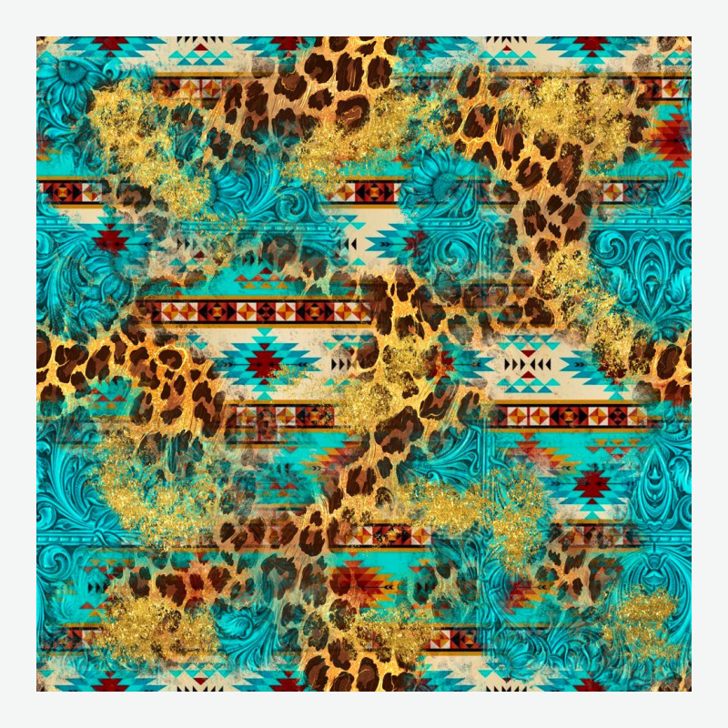 Western Aztec Leopard Glitter Seamless Pattern Urban Heavy Tee by FaDigitalArtStudio | Teevron
