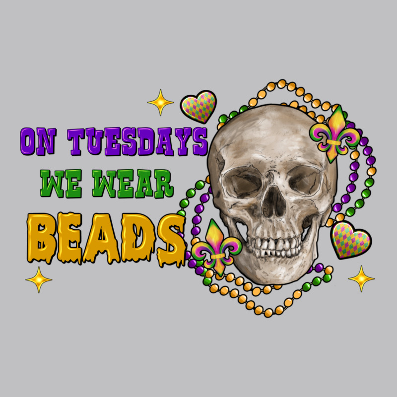 On Tuesdays We Wear Beads Skull Long Sleeve Tee by FaDigitalArtStudio | Teevron
