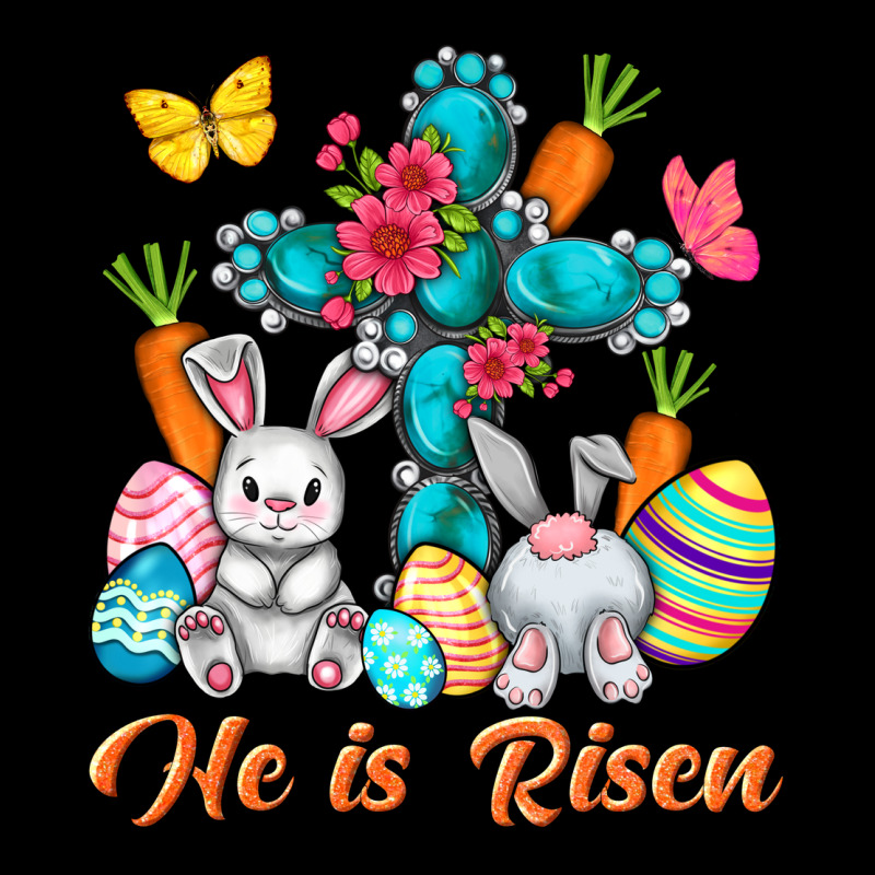 He Is Risen With Cross Easter Day Ladies Tee by HowdyJamesFarm | Teevron