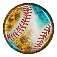 baseball with sunflower round earrings | Teevron