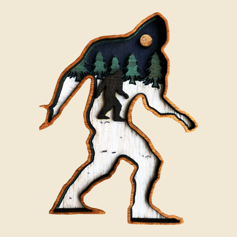 Bigfoot Wood Layered Christmas Ladies Tee by DesigneFamous | Teevron