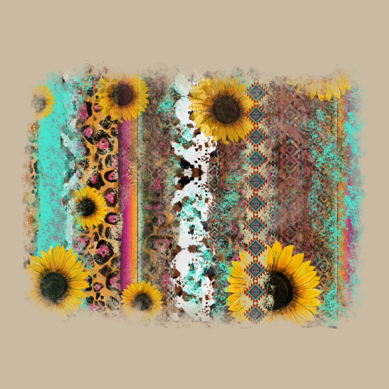 Aztec Leopard Turquoise Sunflower Background Long Sleeve Tee by RanaPortraitStore | Teevron