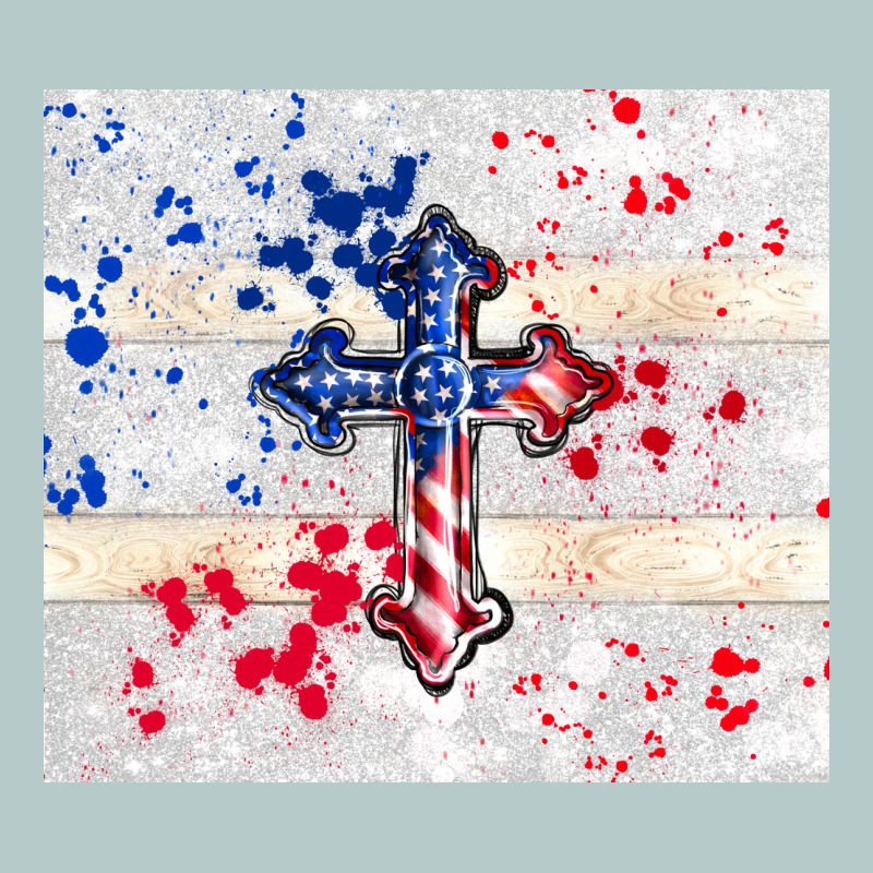4th Of July Flag Cross Heavy Core Tee by TumblerDesignByShophia | Teevron