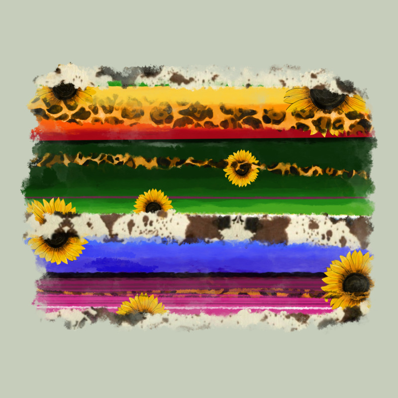Serape Sunflowers Leopard Cowhide Background Long Sleeve Tee by RanaPortraitStore | Teevron