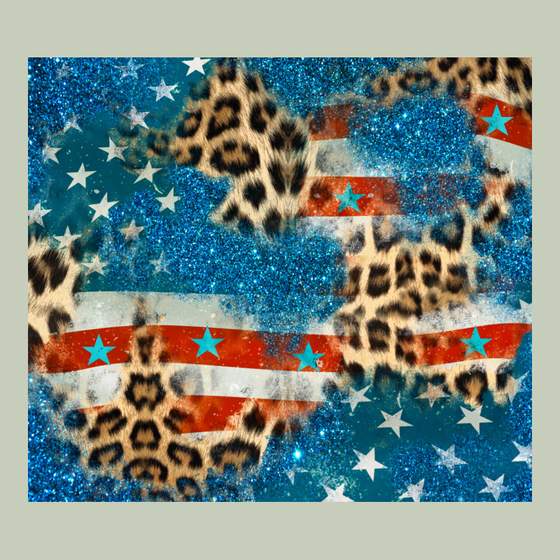 Leopard Glitter American Flag Ladies Tee by CowGirlArtShop | Teevron