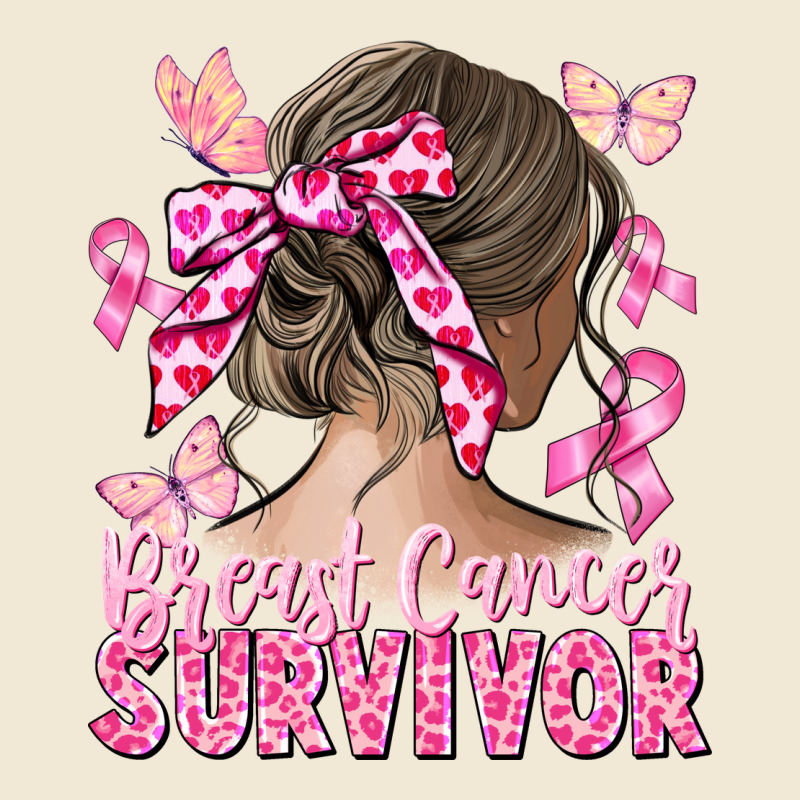 Breast Cancer Survivor Messy Bun Ladies Tee by CowGirlArtShop | Teevron