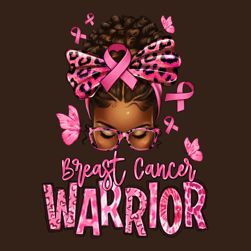 Brest Cancer Warrior Afro Messy Bun Heavy Core Tee by texasbilliewilder | Teevron