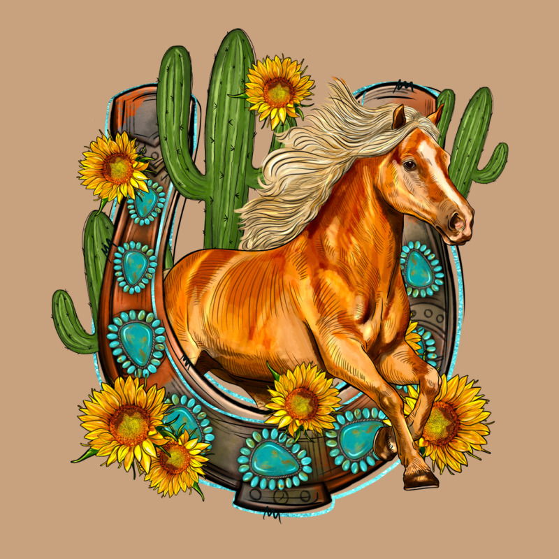 Western Horse Cactus Sunflowers Horseshoe Vintage Tee by OliviaCreatesArt | Teevron