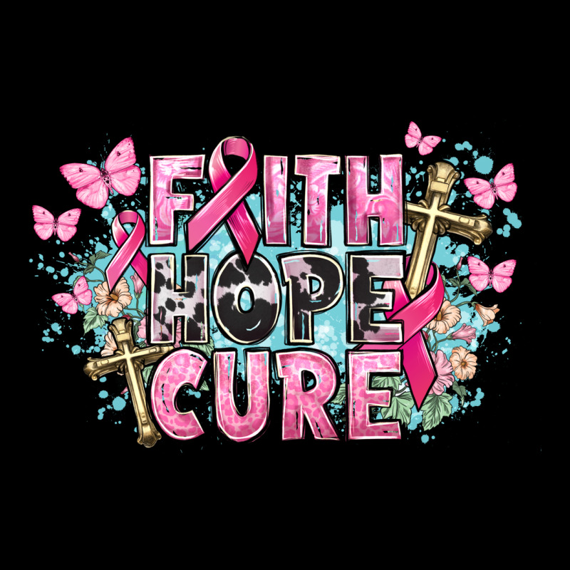 Faith Hope Cure Cancer Awareness Ladies Tee by HowdyJamesFarm | Teevron