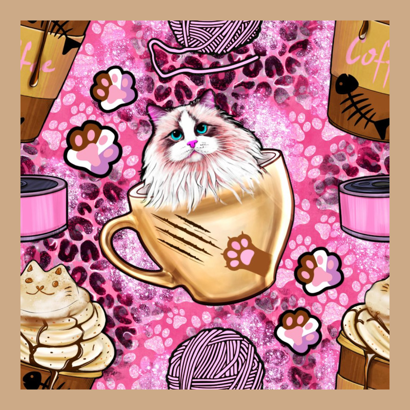 Cat Coffee Cups And Paw With Leopard And Glitter Seamless Pattern Bbs Vintage Hoodie by BundleAndBundleShop | Teevron