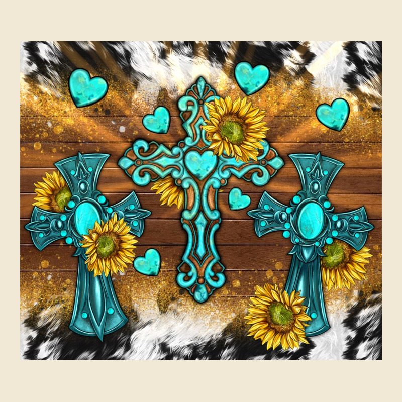 Western Crosses And Sunflowers Premium Tee by TumblerDesignByShophia | Teevron