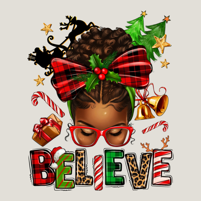 Christmas Believe Afro Messy Bun Heavy Core Tee by texasbilliewilder | Teevron