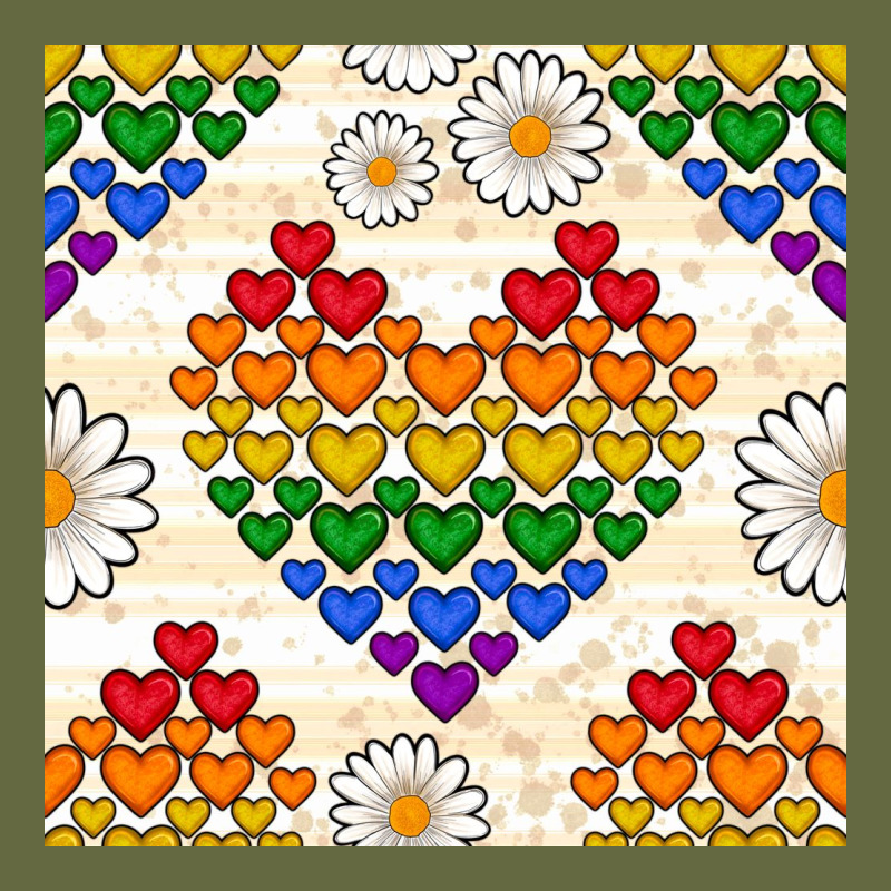Pride Lgbtq Hearts And Daisy Seamless Pattern Long Sleeve Tee by BundleAndBundleShop | Teevron