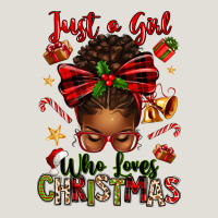 Just A Girl Who Loves Christmas Afro Messy Bun Heavy Core Tee | Teevron