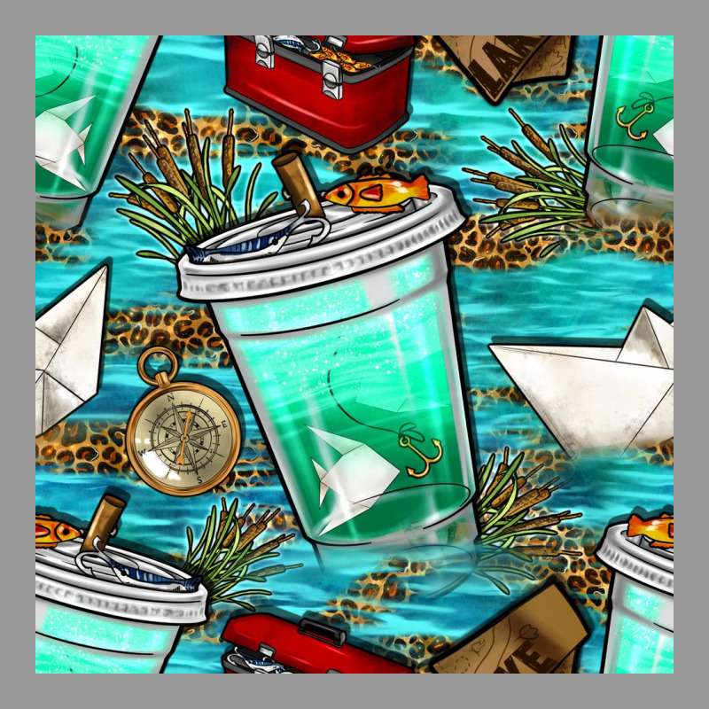 Fish Coffee Cups And Reeds With Paper Boat And Leopard Lake Seamless P Vintage Hoodie by BundleAndBundleShop | Teevron