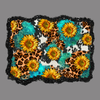 Cowhide Leopard Turquoise Sunflowers Pattern Olivia Vintage Tee | Teevron