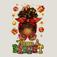 Merry And Bright Christmas Afro Messy Bun Heavy Core Tee | Teevron