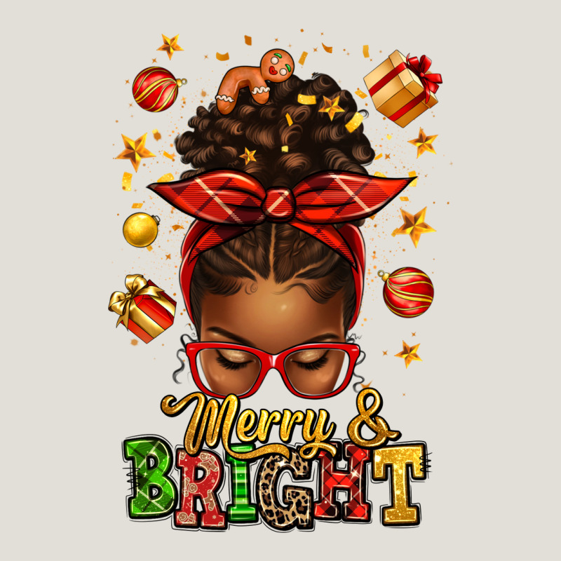 Merry And Bright Christmas Afro Messy Bun Heavy Core Tee by texasbilliewilder | Teevron