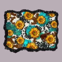 Cowhide  Turquoise Sunflowers Pattern Olivia Vintage Tee | Teevron