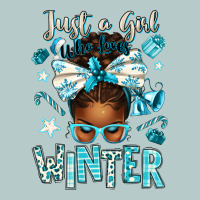 Just A Girl Who Loves Winter Afro Messy Bun Heavy Core Tee | Teevron