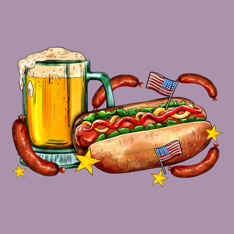 Hot Dog And Beer With Stars And Usa Flags Heavyweight Hoodie by AdoDesignShop | Teevron