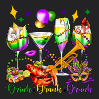 Drink Drank Drunk Mardi Gras Wine Glasses Olivia Vintage Tee | Teevron