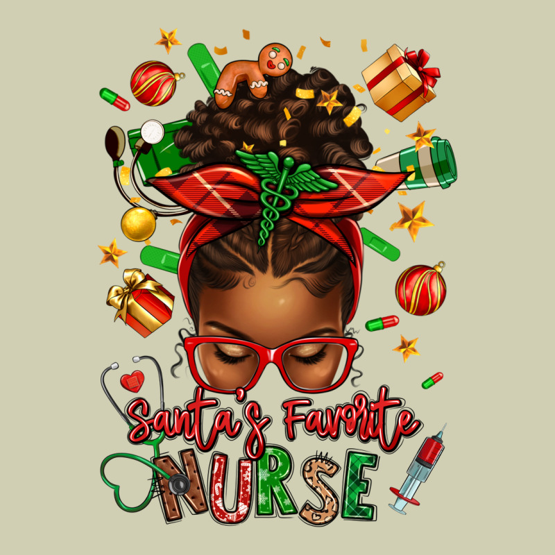 Santa's Favorite Nurse Afro Messy Bun Heavy Core Tee by texasbilliewilder | Teevron