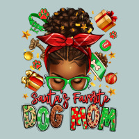 Santas Favorite Dog Mom Afro Messy Bun Heavy Core Tee | Teevron