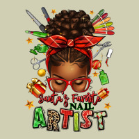 Santa's Favorite Nail Artist Afro Messy Bun Heavy Core Tee | Teevron