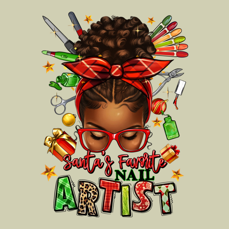 Santa's Favorite Nail Artist Afro Messy Bun Heavy Core Tee by texasbilliewilder | Teevron