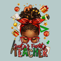 Santa's Favorite Teacher Afro Messy Bun Heavy Core Tee | Teevron