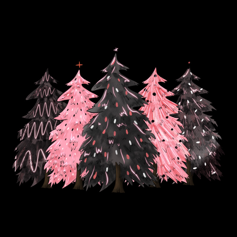 Pink Christmas Trees Ladies Tee by CowGirlArtShop | Teevron
