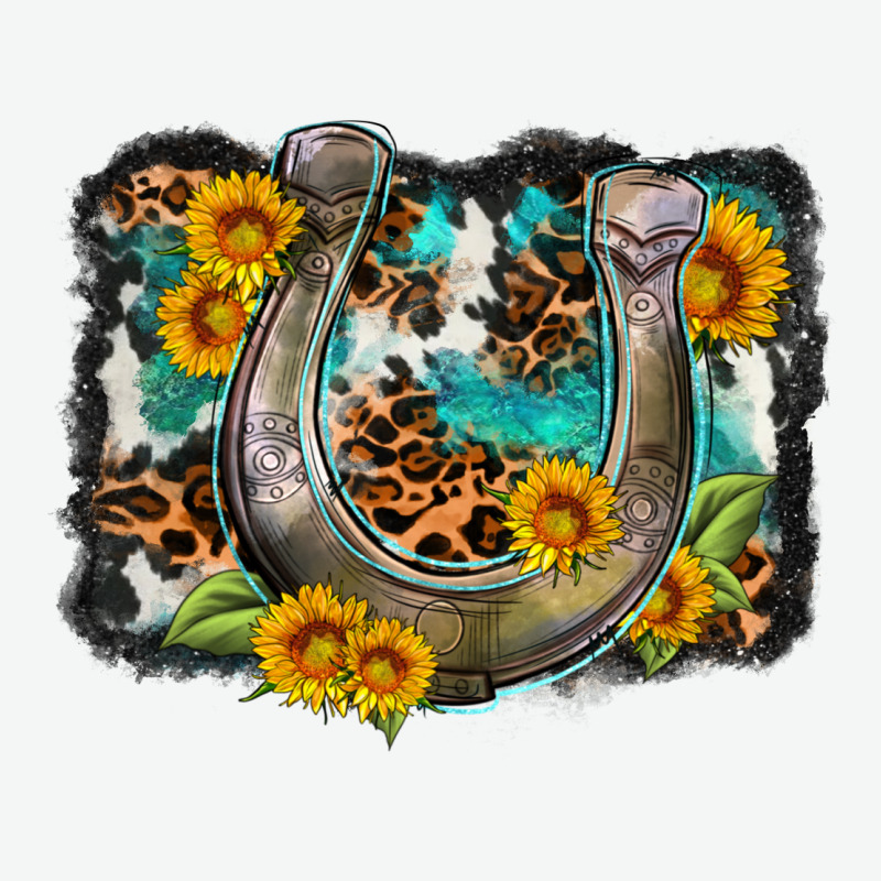 Western Leopard Cowhide Turquoise Background Horse Urban Heavy Tee by OliviaCreatesArt | Teevron